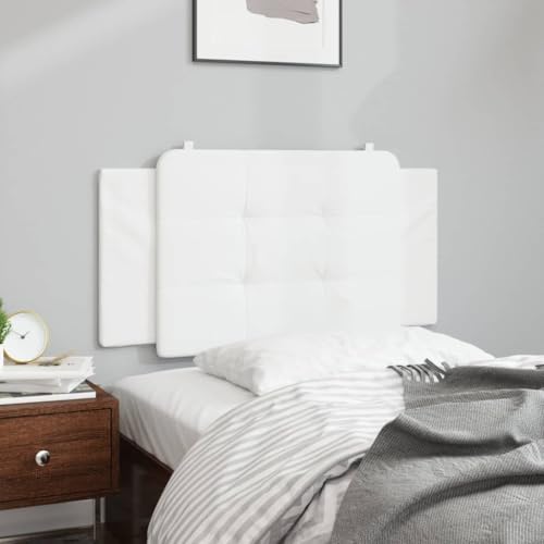Wall Mounted Headboard Cushion, White Faux Leather Bed Backrest for Reading, Detachable Upholstered Headboard Pad, 39.4 in Length for Bedroom Decor