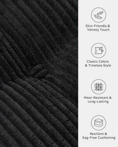 Folding Sofa Bed with Pillow Convertible Sleeper Chair Boneless Foldable Couch Comfy Floor Sofa Lounge Couch Bed for Living Room, Bedroom, Apartment, Black - color: Black