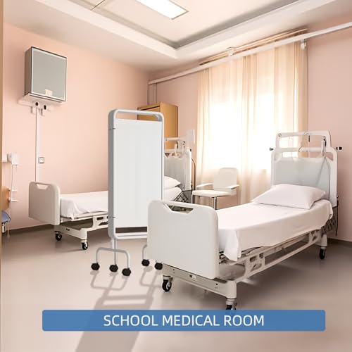 INNOVART 5-Panel Mobile Medical Privacy Screen Room Divider with Wheels, Foldable Flame Retardant Vinyl Room Divider Panels Easy for Storage, Portable Partition Dividers for Hospitals, Clinics, Salons - size: 137"W x 68"H