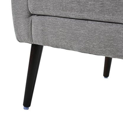 Accent Chair, Living Room Chairs with Solid Wood Legs & Pillow | Chairs Living Room with High Tufted Backrest, Reading Chair for Bedroom/Office, Chenille Fabric - color: Grey