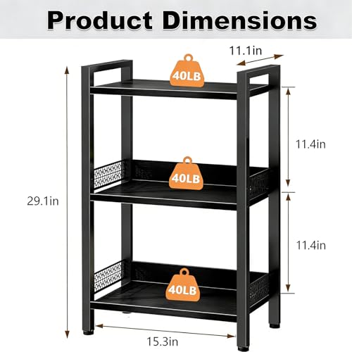 3-Tier Book Shelf, Bookcase with a Back Panel, Storage Shelves for Bedroom, Living Room & Home Storage (Black) - color: Black