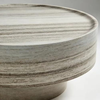 31.5" Round Faux Marble Coffee Table for Living Room (31.5"x12.8") | Center Table, Concrete Coffee Table, Travertine Accent Table, Stone Coffee Table, Living Room Furnitures, Easy to Assembly - color: Dark Grey-a