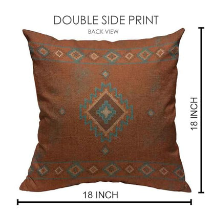 Throw Pillow Covers Western Southwest Canyons Desert Copper Turquoise Petroglyph Tribal Cotton Linen Decorative Square Pillowcases Cushion Cover 18 X 18 Inch - color: Multi 12