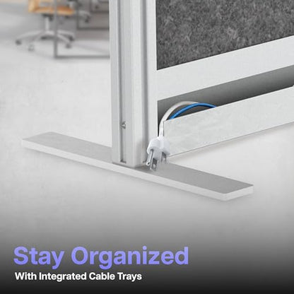 Room Divider for Office Privacy – Modular Freestanding Partition with Whiteboard, PET Acoustic Panel, and Frosted Acrylic, Workflow Multi-Functional Wall, Gray Frame, Easy Assembly (70” x 70”) - size: 70" x 70"