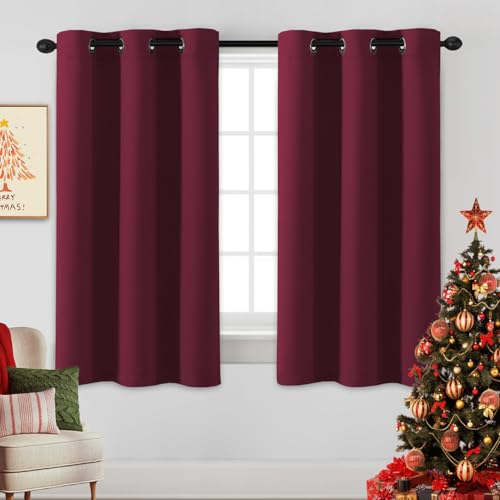 H.VERSAILTEX Christmas Curtains for Bedroom Thermal Insulated Room Darkening Living Room Curtains 63 Inch Long Grommet Privacy Protection Window Curtain Panels/Drapes for Nursery, 2 Panels, Burgundy - color: Burgundy, size: 42"W x 63"L (Pack of 2)