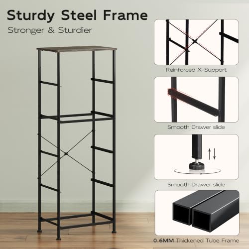 WLIVE Tall Dresser for Bedroom, 5 Drawer Dresser, Charcoal Black | 5 vertical fabric drawers, Tall vertical design, Bedroom or closet use, Dresser for small spaces, Chest of drawers - color: Charcoal Black