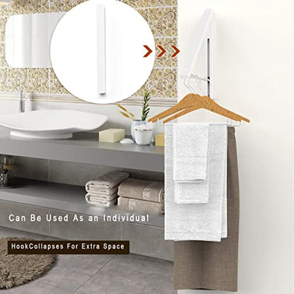 Drying Rack Wall Mounted Clothes Hanger Folding Wall Coat Racks Aluminum Home Storage Organiser Space Savers - color: White
