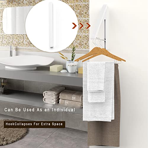 Folding Clothes Hanger Wall Mounted Retractable Clothes Rack, Aluminum, Easy Installation, White - color: White 1