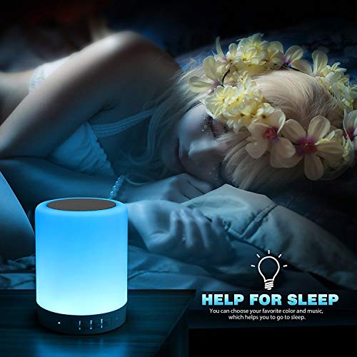 Night Light with Bluetooth Speaker, Touch Lamp Rechargeable Relaxing Cool | Elecstars Small Lamp, Aux Line-in and TF Card Supported, Portable Color Changing, Birthday Holiday Gift for Kids Teens Women.