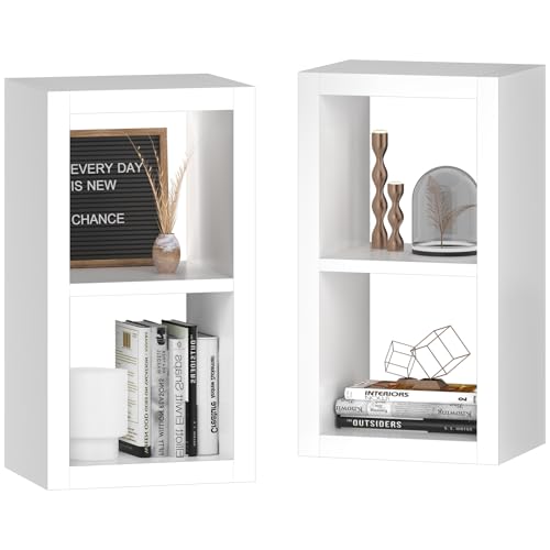 furtble 2-Pack Bookshelf Storage, 2 Cube Storage Organizer, Modern Wood Open Bookcase, Multifunctional Display Shelf for Living Room, Bedroom, Home Office, White - color: White, size: 2 cube