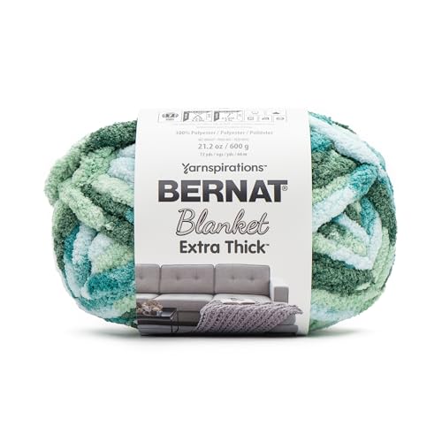 Bernat Blanket Extra Thick Teal Ivy Varg Yarn - 1 Pack of 21.12oz/598.74g - 100% Polyester - #7 Jumbo - 72 Yards - Chunky Yarn for Hand Knitting, Crocheting, Crafts & Amigurumi - color: Teal Ivy, size: 1 Pack, style: Extra Thick