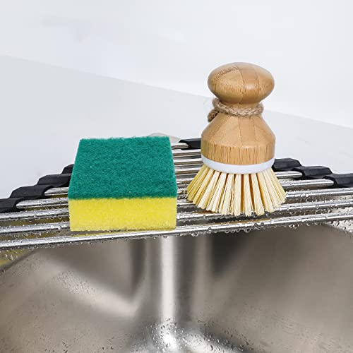 Tomorotec Triangle Roll Up Dish Drying Rack 304 Stainless Steel Black | BPA-Free Food-Grade Silicone Edges Foldable Waterproof Rustproof Heavy-Duty Space Saver Heat Resistant to 550°F - color: Black