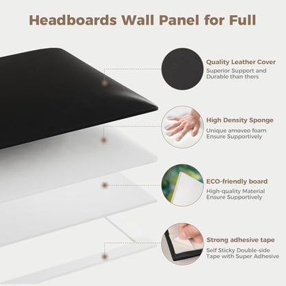 Wall-Mounted Upholstered Headboard Panels, 24x12 Inches, Light Grey Imitation Leather, Pack of 6 – DIY Soundproof Accent Wall Panels, Anti-Collision Padding, Easy to Clean, Modern Bedroom Décor - color: Leather-light Gray