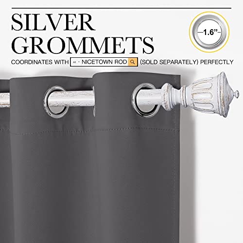 NICETOWN Bedroom Curtains Blackout Drapery Panels, Three Pass Microfiber Thermal Insulated Solid Ring Top Blackout Window Curtains/Drapes (Two Panels, 42 x 50 inches, Gray) - color: Grey, size: 42"W x 50"L (Pack of 2)