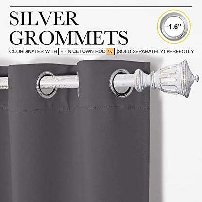 NICETOWN Bedroom Curtains Blackout Drapery Panels, Three Pass Microfiber Thermal Insulated Solid Ring Top Blackout Window Curtains/Drapes (Two Panels, 42 x 50 inches, Gray) - color: Grey, size: 42"W x 50"L (Pack of 2)