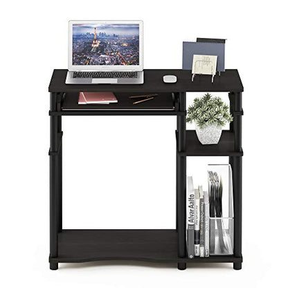 Furinno Abbott Desk, 31.5 Inch Black Computer Desk with Keyboard Tray, Easy Assembly Gaming Desk with Storage Shelf, Office Desk for Home Office, Bedroom, Black Espresso - color: Black Espresso/Black