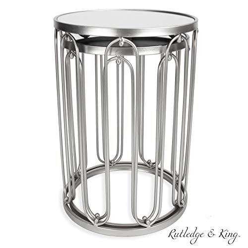 Nested Metal Side Tables - Set of 2 for Living Room & Bedroom (Silver) - color: Braswell - Silver