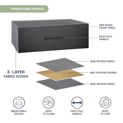 5-Drawer Dresser w/Fabric Drawers, Modern, Storage Chest,Black | 5-drawer dresser, fabric storage drawers, sturdy wood frame, bedroom organizer, living room, hallway & closet black chest