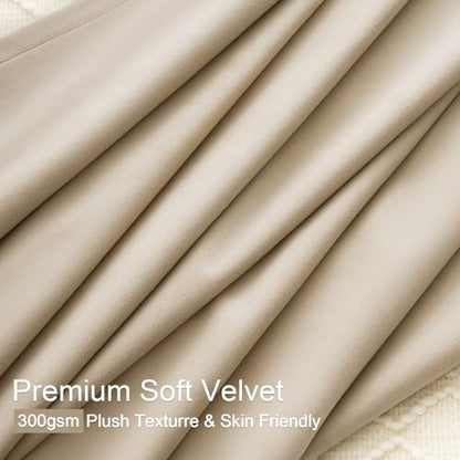 92 Inch Long Velvet Pinch Pleated Curtains 2 Panels Neutral Beige White Viral Famous Room Darkening Blackout Drapes with Hooks and Back Tab Room Divider Privacy Window Treatment 40"X92" - color: Beige, size: 40"W x 92"L (Pack of 2)