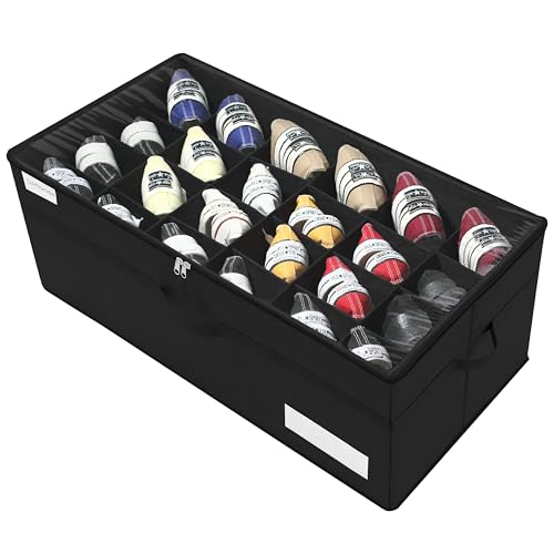 Luvhomee Shoe Storage Organizer, Fits 24 Pairs, Large Shoe Organizer Box for Closet, Clear Foldable Shoes Containers w/Bottom Support, Space Saving Shoe Cubby Storage Boxes w/Reinforced Handles, Black - color: Black, size: 31"L x 16½"W x 13"H