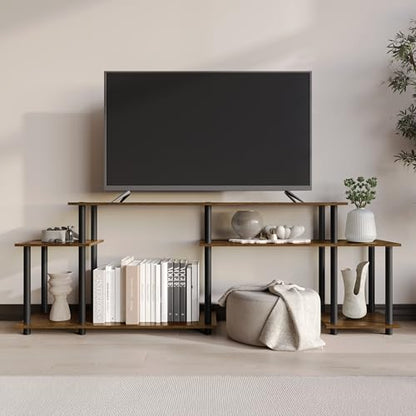 Simple 3-Tier TV Stand with Open Storage Shelves, for TVs up to 50", Brown - color: Brown