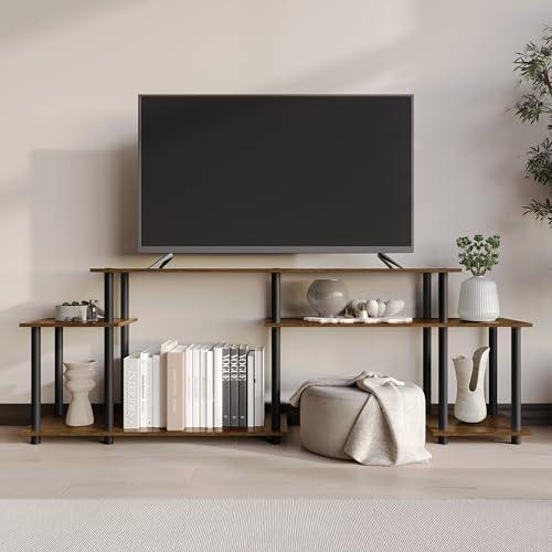 Simple 3-Tier TV Stand with Open Storage Shelves, for TVs up to 50", Brown - color: Brown