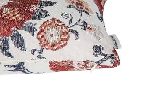 Pack of 2 Jacquard Circle Floral Throw Pillow Covers, Cream Red | Rectangle, Oblong Pillow Cases, For 12X20 Inserts - color: 12x20 Red