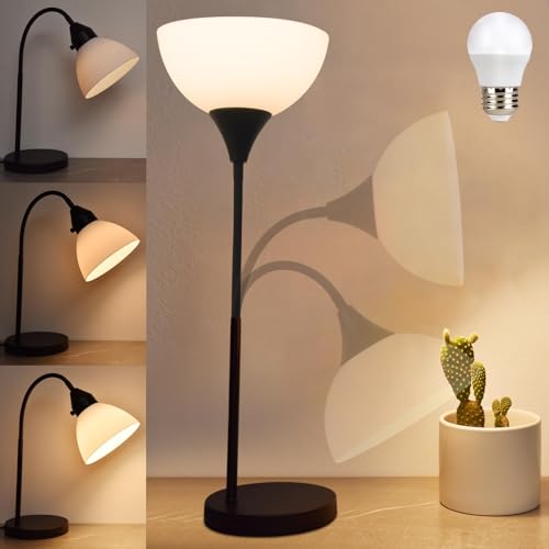 RISLG LED Desk Lamp for Home Office, 3 Levels Dimmable Reading Light, Flexible Table Lamp for Bedside Office, Rotary Switch Control, Desk Lamp for College Dorm Study Lamp, Bulb Included, Black