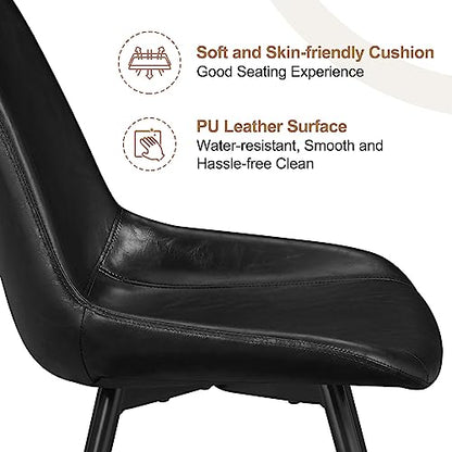 Yaheetech Dining Chairs Set of 4 Mid Century Modern Kitchen Chairs Black | Faux Leather Upholstered Dining Room Chairs with Metal Legs and Curved Backrest, Armless Side Chairs for Kitchen Living Room - color: Black, size: Set of 4