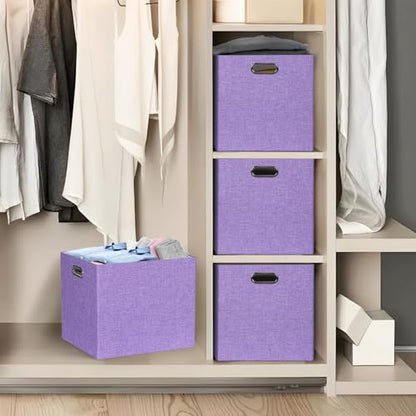 13" x 15" x 13" Linen Storage Cubes with Handles, Pack of 4 | Collapsible Fabric Bins for Home Organization, Suitable for Shelves, Closet, Wardrobe, Bedroom - size: 13 x 15 x 13 Inch