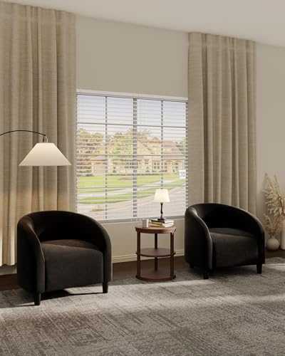 Flannel Barrel Accent Chairs, Compact Soft Flannel Leisure Armchairs with Curved Silhouette for Small Spaces Living Room Bedroom Office, Black, Set of 2 - color: Black-set of 2