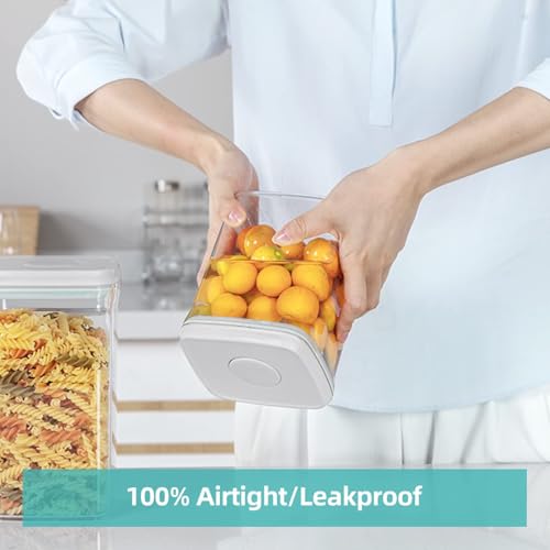 Food Airtight Containers (1500ml) 1.5 Qt Pop Up Food Formula Container With Lids, Bpa-Free One Button Open Stackable Container for Coffee Tea Brown Sugar Cereals - 8 Labels - Clear - color: 1.5 QT