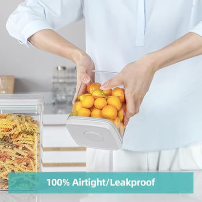 Food Airtight Containers (1500ml) 1.5 Qt Pop Up Food Formula Container With Lids, Bpa-Free One Button Open Stackable Container for Coffee Tea Brown Sugar Cereals - 8 Labels - Clear - color: 1.5 QT