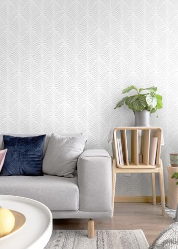 Safiyya Peel and Stick Wallpaper Boho 17.3"x196" Light Grey Geometric Modern Wall Paper Self Adhesive Removable Wallpaper for Bedroom Vinyl Rolls - color: Grey and White, size: 17.3" x 196"
