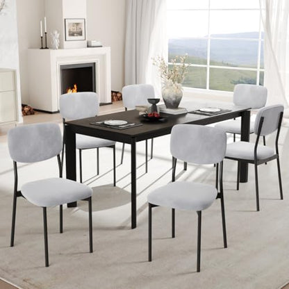 Einhomn Upholstered Dining Chairs Set, Modern Stackable Dining Room Chairs with Soft Velvet Backrest, Kitchen Chairs with Sturdy Metal Legs for Living Room, Restaurant, Set of 2,Light Grey - color: Light Grey