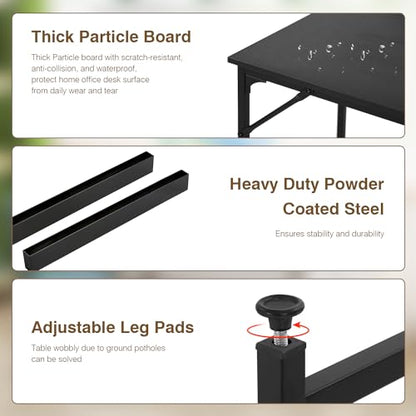 FDW 47 inches Computer Desk/Home Office Desk/Writing Study Table/Modern Simple Style PC Desk with Metal Frame,Black - color: Black, size: 47 Inches