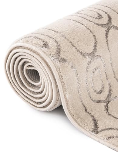 Rugs.com - Vogue Geo Rug – 12 Ft Runner White and Silver High Pile Modern Runner Rug for Hallways and Entryways - color: White and Silver, size: 2'7" x 12' (Runner)