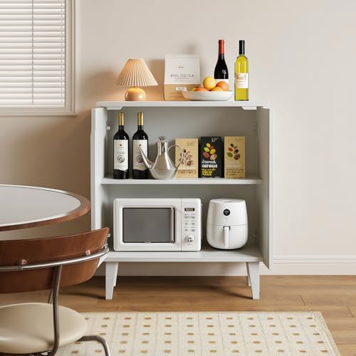 Panana White Coffee Bar Cabinet, Farmhouse Kitchen Sideboard Buffet Storage Cabinet White Accent Sideboard Buffet Cabinet for Kitchen, Dining Room, Living Room, Hallway
