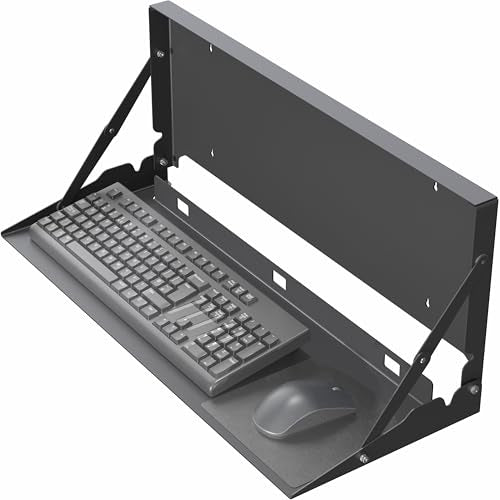 VIVO Black Flip Down 24 Inch Keyboard Tray Wall Mount, Mount-FDKB1 | Fits Standard Size Keyboards and Mice, Fold Down Typing Platform, Space Saving Design, Mouse Pad Included - color: Black, size: 24"