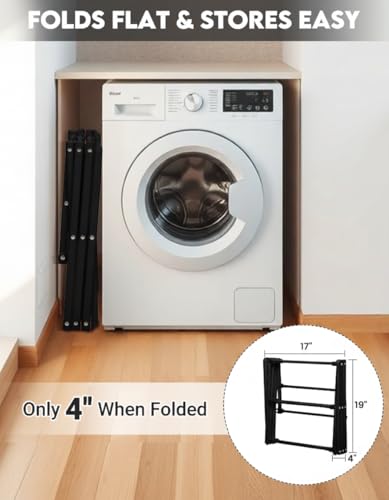 3-Tier Metal Folding Clothes Drying Rack, Laundry Drying Rack Clothing | Collapsible Dryer Racks for Laundry | Indoor & Outdoor,Black - color: Black
