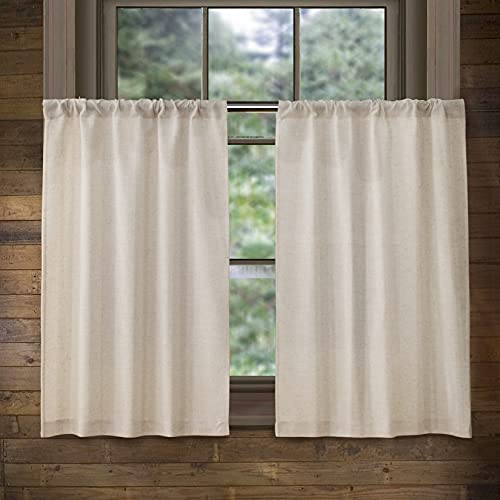 Valea Home Linen Kitchen Curtains 36 Inch Length Rustic Farmhouse Crude Short Cafe Curtains Rod Pocket Tiers for Small Window Bathroom Basement, Natural, 2 Panels - size: 26"W x 36"L (Pack of 2)
