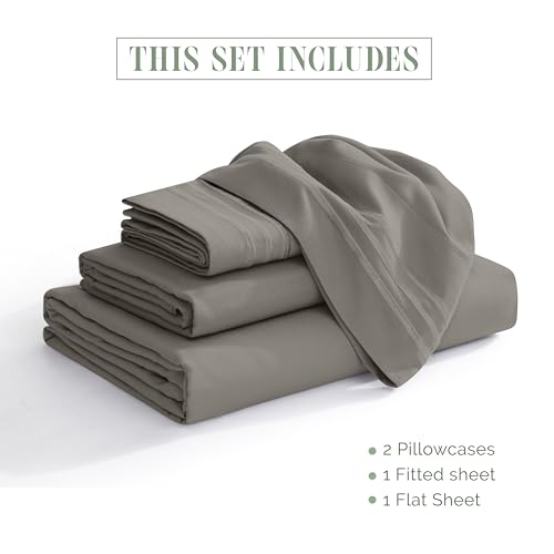 Elegant Comfort Luxury Soft 1500 Premier 4-Piece Premium Hotel Quality Wrinkle Resistant Coziest Bedding Set, All Around Elastic Fitted Sheet, Deep Pocket up to 16inch, King, Gray - color: Grey, size: King