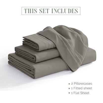 Elegant Comfort Luxury Soft 1500 Premier 4-Piece Premium Hotel Quality Wrinkle Resistant Coziest Bedding Set, All Around Elastic Fitted Sheet, Deep Pocket up to 16inch, King, Gray - color: Grey, size: King