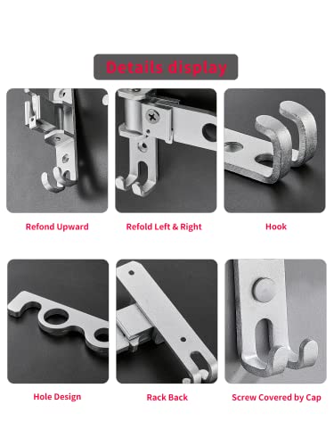 Dr.DJ Wall Mount Coat Hanger Holder Silver Clothes Drying Organizer Rack Garment Hooks Aluminium Retractable Folding Indoor Wall Mounted Hanger Space Saver for Laundry Room Bedroom (2 Racks) Silver - color: Silver 2 Racks