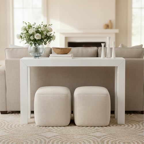 Plank+Beam Modern Console Table, 46 Inch, White | Non-Toxic Finishes, Versatile Design, Modern Design, Easy Assembly, Modern Style, Quick Setup, Solid Wood - color: White, size: 46 Inch