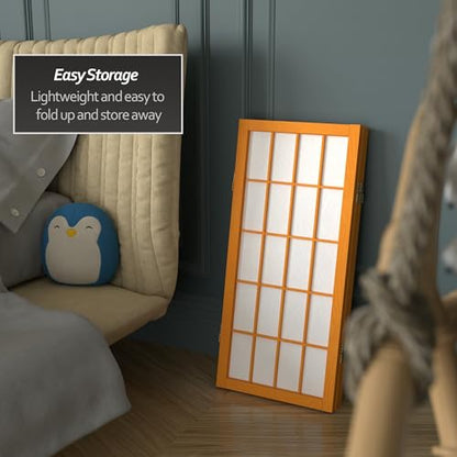 2 ft. Short Desktop Window Pane Shoji Screen - Honey - 3 Panels - color: Honey, size: 3 Panel