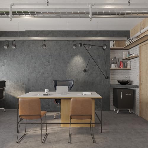 3yecao 16"×354" Thick Grey Concrete Wallpaper Peel and Stick Waterproof Glossy Industrial Gray Concrete Contact Paper Vinyl Wrap Self Adhesive Cement Tile Sticker for Bedroom Bathroom Office Gym Walls - color: Light Blue Grey, size: 16" x 354"