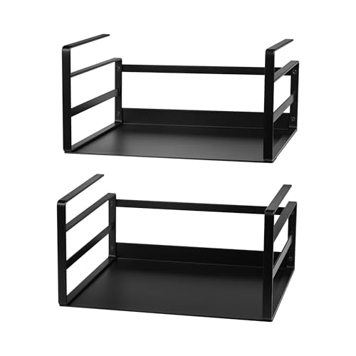 Nxconsu Under Shelf Basket 2 Pack, Cabinet Storage Organizer, 11" Black | Solid Metal Bottom Holds Up to 15 lb with No Drilling for Kitchen Cupboard Pantry Bookshelf Closet Laundry and Bath - color: Black, size: Small - 11"L