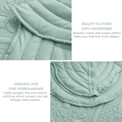 DaisyHuang Bedspread - Full Size Bedding Cover - Modern & Contemporary Coverlet Set, Real Stitching, Reversible, Lightweight, 5 Piece, Seaglass - color: Seaglass, size: Full(96"x110")