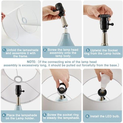 22" Table Lamp Set of 2, Color Temperature Adjustable Double Gourd Ceramic Lamps Classic Nightstand Table Lamps for Bedroom Beside Lamps for Living Room, Sky Blue-Bulbs Included - color: 22.63" Blue Gourd